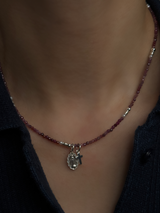 Silver925×天然石|7月誕生石 マダガスカル産ルビー ミニチャーム ネックレス(Reeplushハンドメイド)