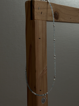 Silver925×天然石|3月誕生石 アクアマリン ミニチャーム ネックレス 41cm(Reeplushハンドメイド)