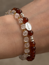 【追加】再入荷 | Silver925×天然石|ヘソナイトとロッククリスタルの2連メダイブレスレット(Reeplushハンドメイド)