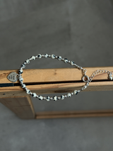 Silver925×天然石|ダルメシアンジャスパー I love you ハート ブレスレット 17cm(Reeplushハンドメイド)