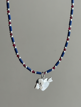 Stone beads necklace -blue-