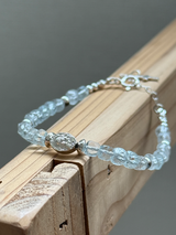 Silver925×天然石|ブラジル産 天然ホワイトトパーズキューブ マリア様ブレスレット17cm+4cm(Reeplushハンドメイド)