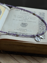 Silver925×天然石|2月誕生石 アメジスト ミニチャーム ネックレス 41cm(Reeplushハンドメイド)