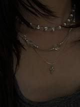 Crystal×silver Ball beads necklace