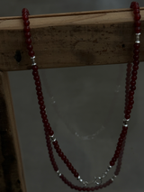 Silver925×天然石|レッドオニキス オペラネックレス/ 約75cm(Reeplushハンドメイド)