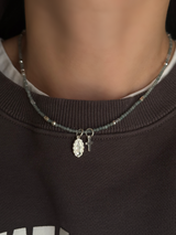 Silver925×天然石|5月誕生石 ジェイダイト ミニチャーム ネックレス(Reeplushハンドメイド)