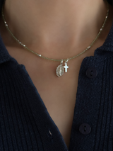 Silver925×天然石|8月誕生石 ペリドット ミニチャーム ネックレス(Reeplushハンドメイド)