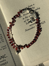 Silver925×天然石|モザンビーク産ガーネット ハート+クロスチャーム ブレスレット 16.5cm〜21cm(Reeplushハンドメイド)