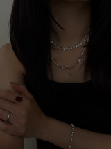 Crystal×silver Ball beads necklace