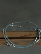 Silver925×天然石|3月誕生石 アクアマリン ミニチャーム ネックレス(Reeplushハンドメイド)