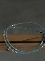 Silver925×天然石|3月誕生石 アクアマリン ミニチャーム ネックレス 41cm(Reeplushハンドメイド)