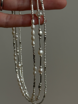 Perl×silver beads Necklace 40cm+4cm