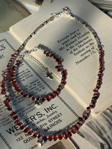 Silver925×天然石|モザンビーク産ガーネット ハートチャーム ネックレス 38.5cm〜43cm(Reeplushハンドメイド)