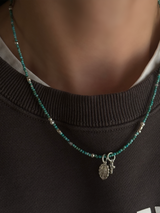 Silver925×天然石|12月誕生石 トルコ石(ターコイズ) ミニチャーム ネックレス(Reeplushハンドメイド)