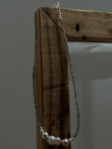 Silver925×天然石|ラブラドライトとバロックパールのチョーカーネックレス(Reeplushハンドメイド)