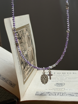 Silver925×天然石|2月誕生石 アメジスト ミニチャーム ネックレス 41cm(Reeplushハンドメイド)