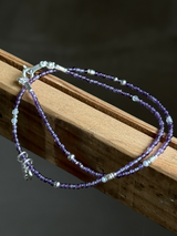 Silver925×天然石|2月誕生石 アメジスト ミニチャーム ネックレス 41cm(Reeplushハンドメイド)