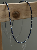 Silver925×天然石|12月誕生石 ラピスラズリ ミニチャーム ネックレス(Reeplushハンドメイド)