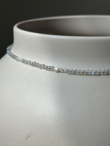 Silver925×天然石|レインボームーンストーンとポイントパールネックレス 40.5cm〜45cm(Reeplushハンドメイド)