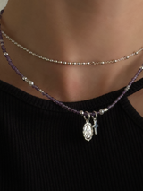 Silver925×天然石|2月誕生石 アメジスト ミニチャーム ネックレス 41cm(Reeplushハンドメイド)