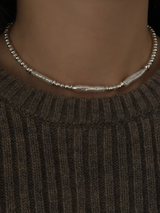 Silver925×天然石|バロックパールチョーカー ネックレス36cm〜40.5cm(Reeplushハンドメイド)