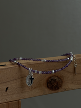 Silver925×天然石|2月誕生石 アメジスト ミニチャーム ネックレス(Reeplushハンドメイド)