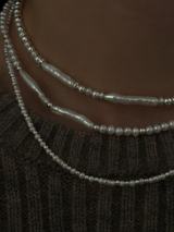 Silver925×天然石|2.8mm バロックパールチョーカー ネックレス37.5cm〜42cm(Reeplushハンドメイド)軽量チャーム追加可能