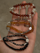 【追加】再入荷 | Silver925×天然石|ヘソナイトとロッククリスタルの2連メダイブレスレット(Reeplushハンドメイド)