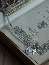 Silver925×天然石|4月誕生石 ダイヤモンドクォーツ ミニチャーム ネックレス 41cmまたは41cm+アジャスター4.5cm(Reeplushハンドメイド)