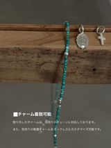 Silver925×天然石|12月誕生石 トルコ石(ターコイズ) ミニチャーム ネックレス 41cm(Reeplushハンドメイド)