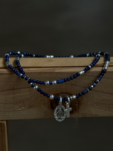 Silver925×天然石|12月誕生石 ラピスラズリ ミニチャーム ネックレス(Reeplushハンドメイド)