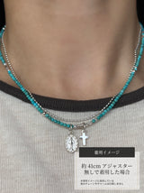 Silver925×天然石|12月誕生石 トルコ石(ターコイズ) ミニチャーム ネックレス 41cmまたは40cm+アジャスター5cm(Reeplushハンドメイド)