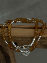 Silver925×天然石|11月誕生石 シトリンチャーム ミニチョーカーネックレス(Reeplushハンドメイド)約36.5cmまたは38cm