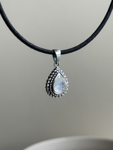 Rainbow moon stone tear drop Pendant top