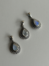 Rainbow moon stone tear drop Pendant top