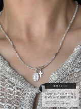 Silver925×天然石|6月誕生石 ムーンストーン ミニチャーム ネックレス 41cmまたは40cm+アジャスター5cm(Reeplushハンドメイド)