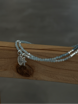 Silver925×天然石|3月誕生石 アクアマリン ミニチャーム ネックレス 41cm(Reeplushハンドメイド)