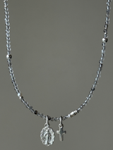 Silver925×天然石|4月誕生石 ダイヤモンドクォーツ ミニチャーム ネックレス 41cmまたは41cm+アジャスター4.5cm(Reeplushハンドメイド)