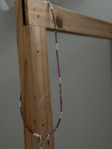 Silver925×天然石|7月誕生石 マダガスカル産ルビー ミニチャーム ネックレス 41cm(Reeplushハンドメイド)