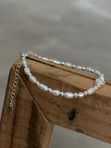 Silver925×天然石|6月誕生石 バロックパール メダイブレスレット(Reeplushハンドメイド)