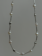 Perl×silver beads Necklace 40cm+4cm