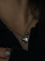 刻印 名入れ ペンダントトップ hand craft Heart Ribbon|シルバー925 | 日本製|