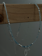 Silver925×天然石|3月誕生石 アクアマリン ミニチャーム ネックレス(Reeplushハンドメイド)