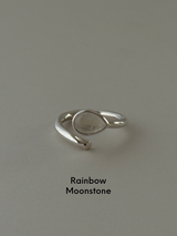 Spiral Stone Ring/Onyx,RainbowMoonStone