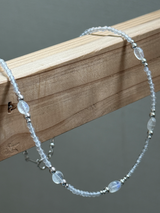 Silver925×天然石|レインボームーンストーンネックレス 39cmまたは39cm+アジャスター4.5cm(Reeplushハンドメイド)
