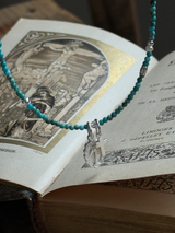 Silver925×天然石|12月誕生石 トルコ石(ターコイズ) ミニチャーム ネックレス 41cm(Reeplushハンドメイド)