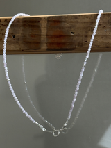 Silver925×天然石|9月誕生石 クンツァイト ミニチャーム ネックレス 41cm(Reeplushハンドメイド)