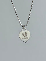 足型・手形 ・オリジナルデータ刻印専用プレート|Heart Pendant top 【重厚感あり】