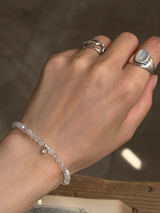 Silver925×天然石|6月誕生石ムーンストーンハートミニチャームブレスレット(Reeplushハンドメイド)