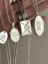 両面刻印【お好きな刻印お入れします】Original Message series - long vertically Oval Locket pendant -